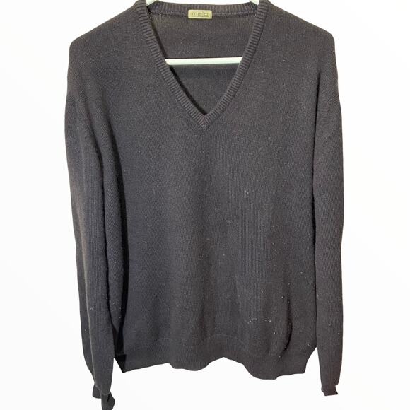 Malo Sweater 100% Cashmere V-Neck Pullover Knitted Long Sleeve Gray 2X - Picture 1 of 5